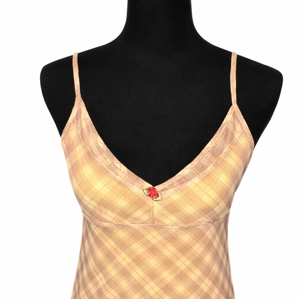 Kimchi Blue Urban Outfitters Plaid Rosebud Slip Dress Women’s M Light Academia - Picture 4 of 9